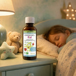 Originel Kid Sommeil Bio en flacon doseur sur table de nuit enfant endormi