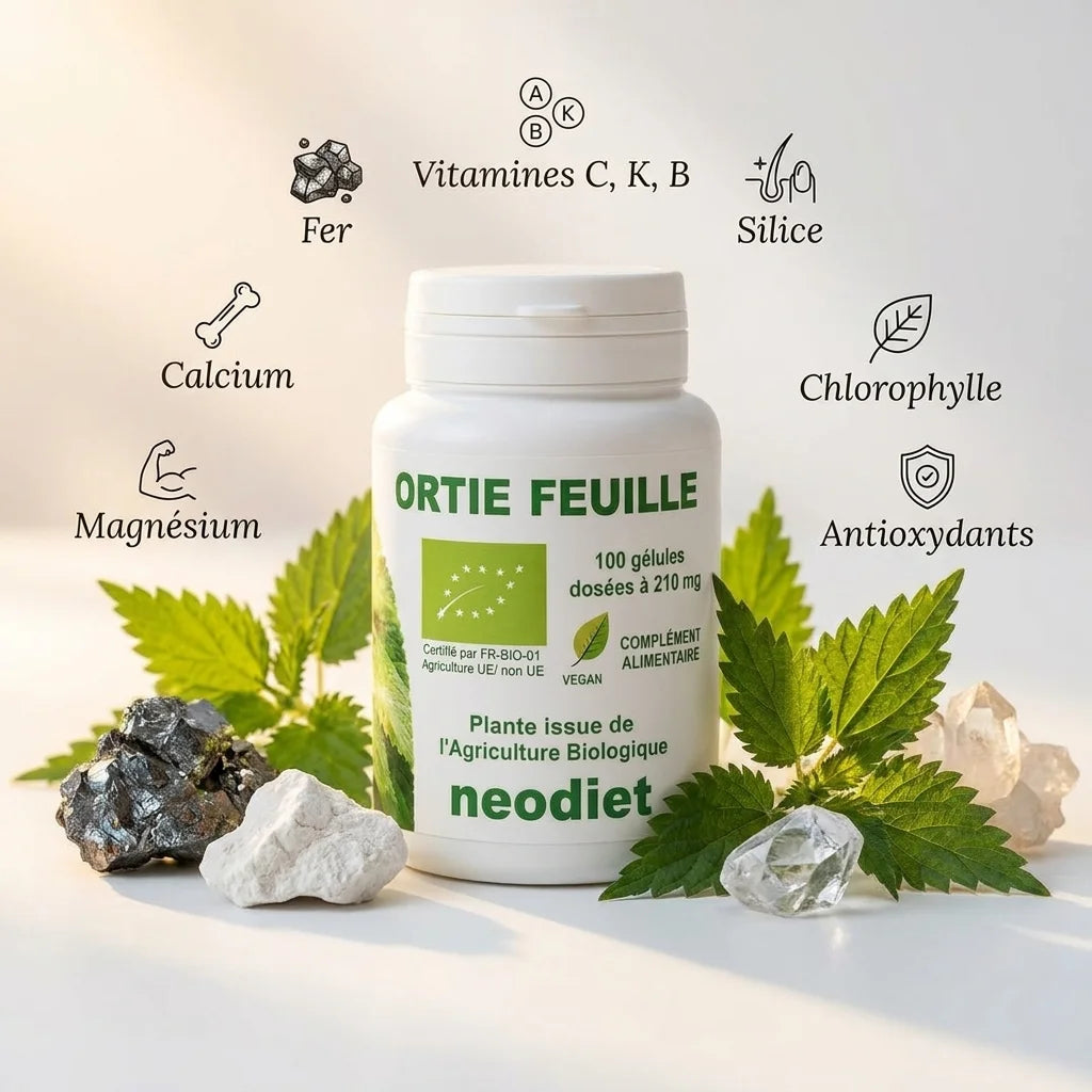 Ortie Bio 210mg Neodiet - gélules avec feuilles d'ortie, fer, calcium et magnésium