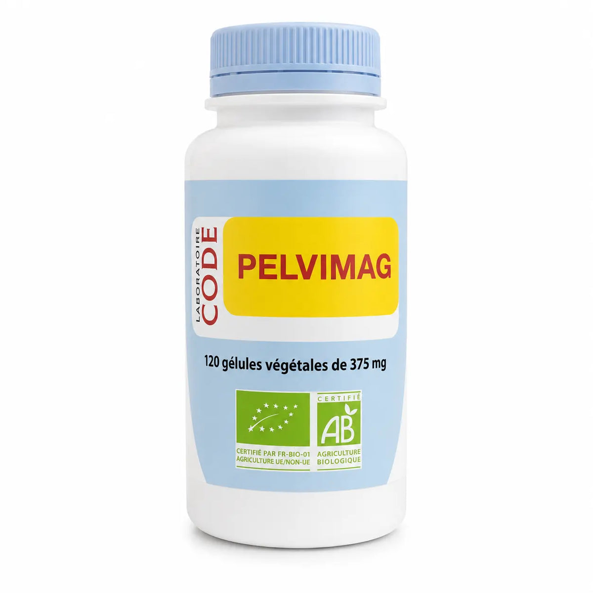 Pelvimag Bio en gélules - flacon bleu avec label certifié biologique