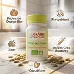 Graine Sauvage Pépins de Courge Bio en gélules avec ingrédients et bénéfaits santé