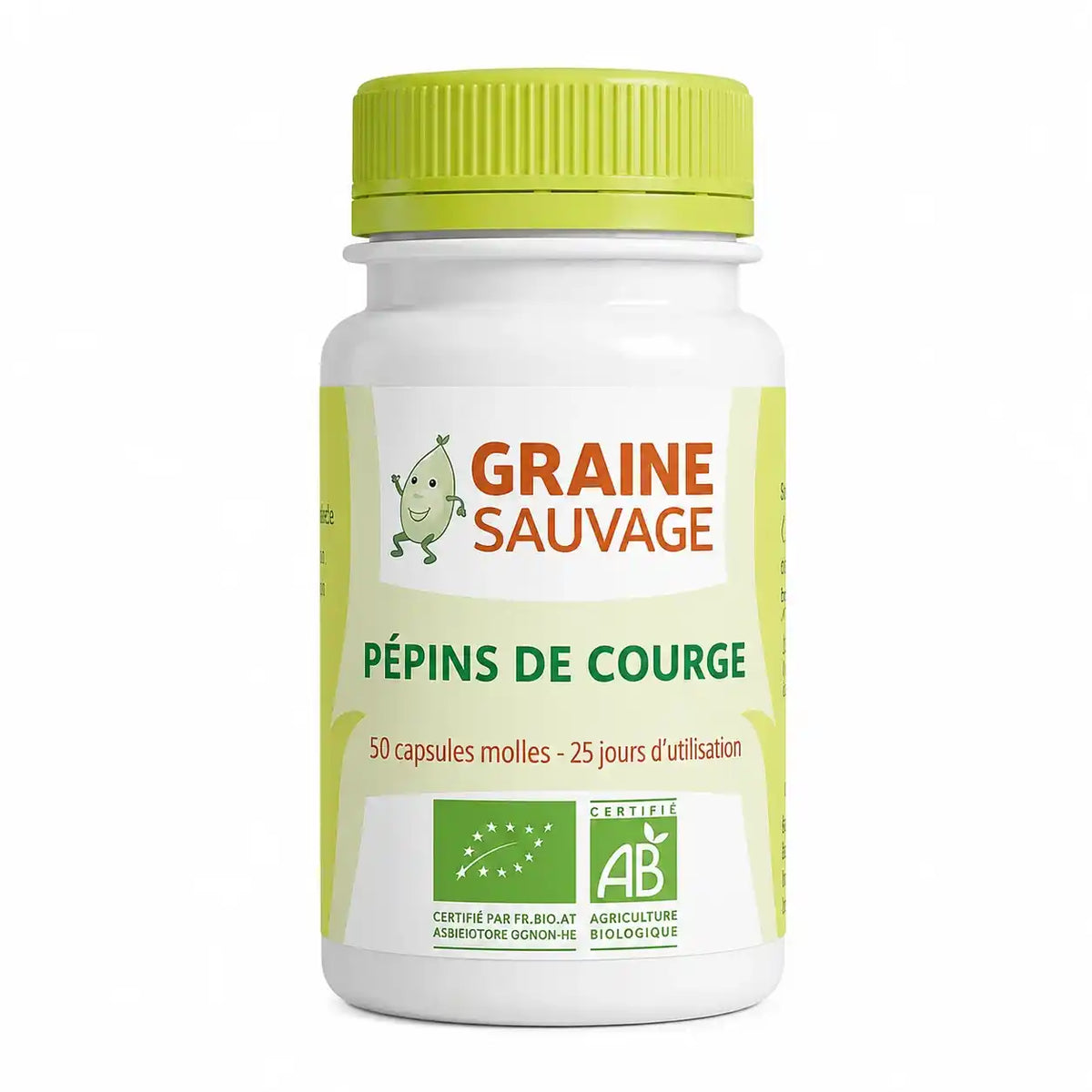 Pépins de Courge Bio en gélules - Bouteille Graine Sauvage avec capsules