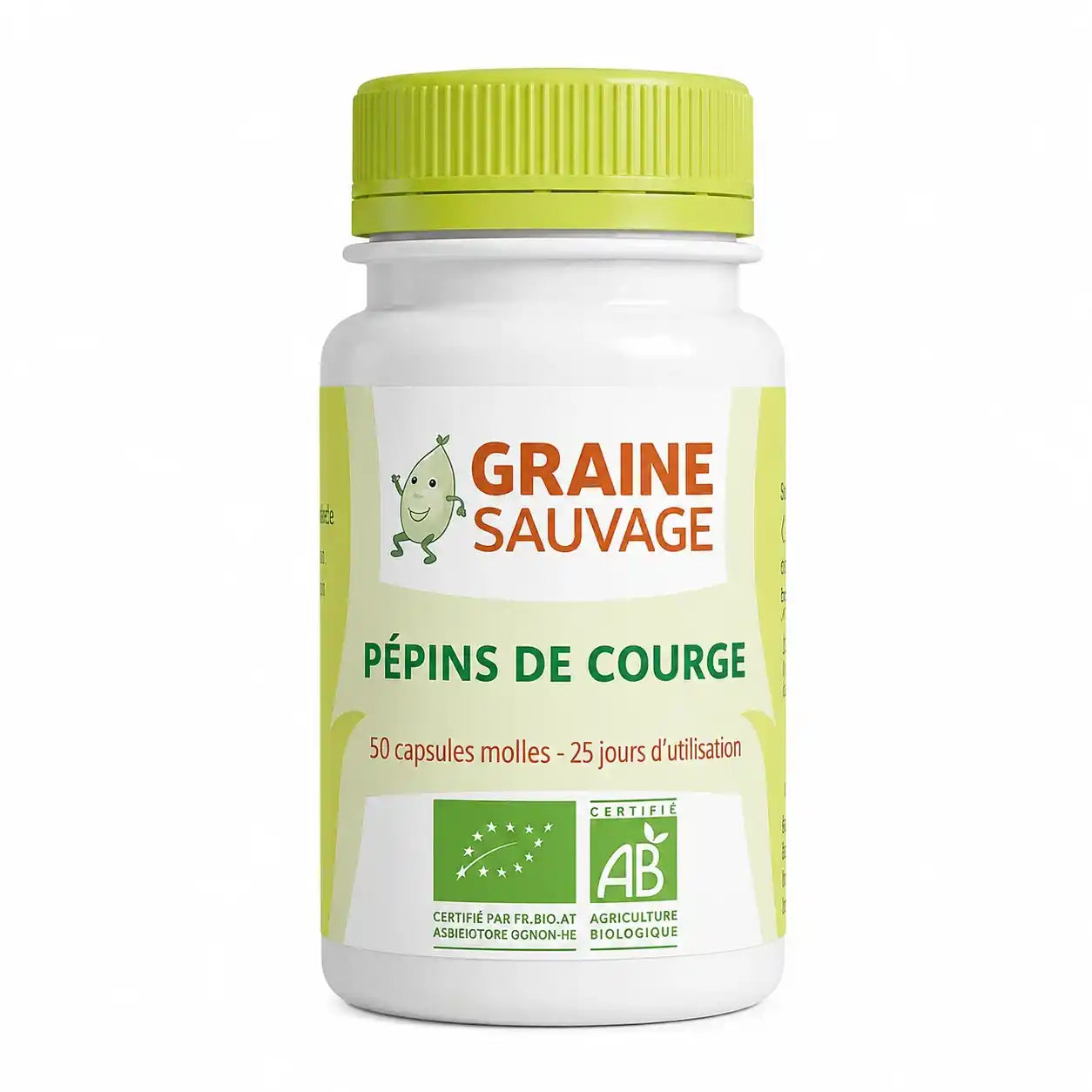 Pépins de Courge Bio en gélules - Bouteille Graine Sauvage avec capsules