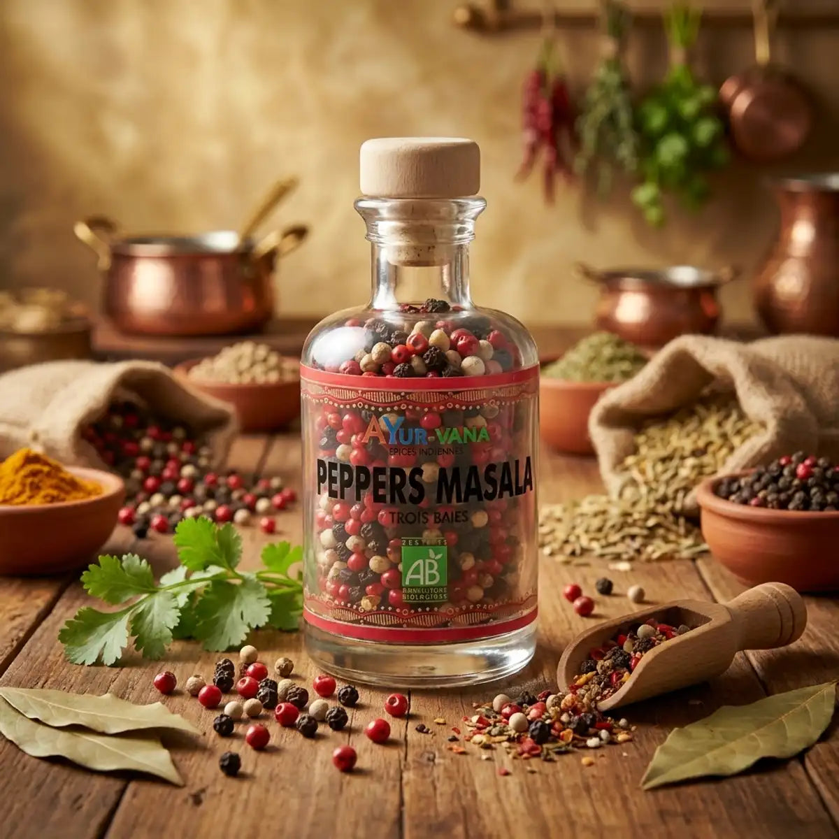 Peppers Masala bio Ayurvana - Mélange 3 poivres avec poivrons et herbes aromatiques