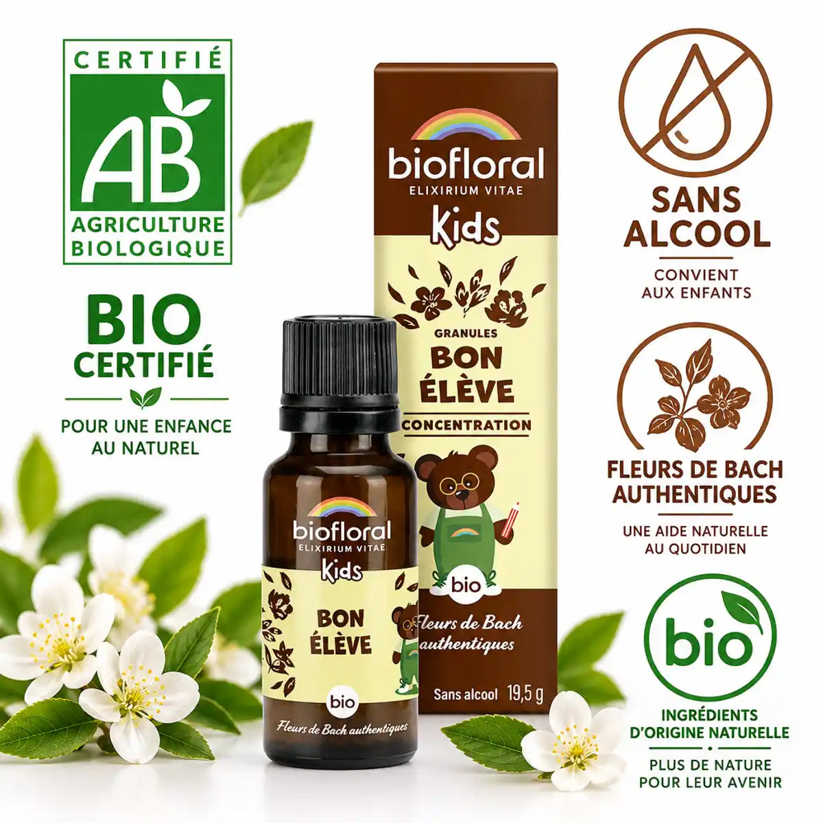 Petit tourbillon bio Biofloral granules enfants 19,5g certifié AB sans alcool