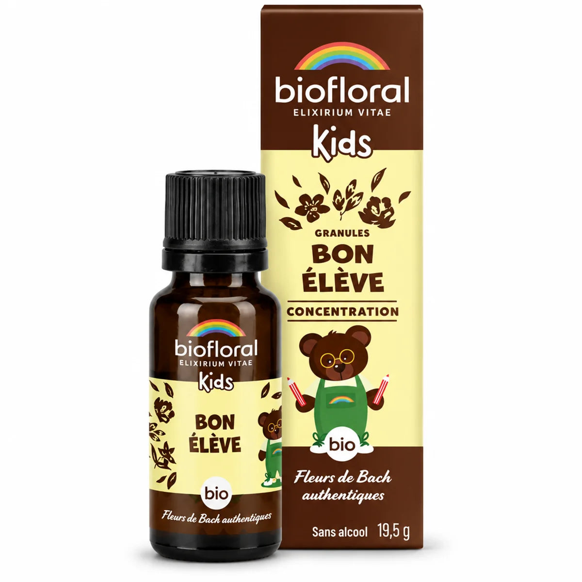 Petit tourbillon bio Biofloral - Granules enfants 19,5g flacon et boîte