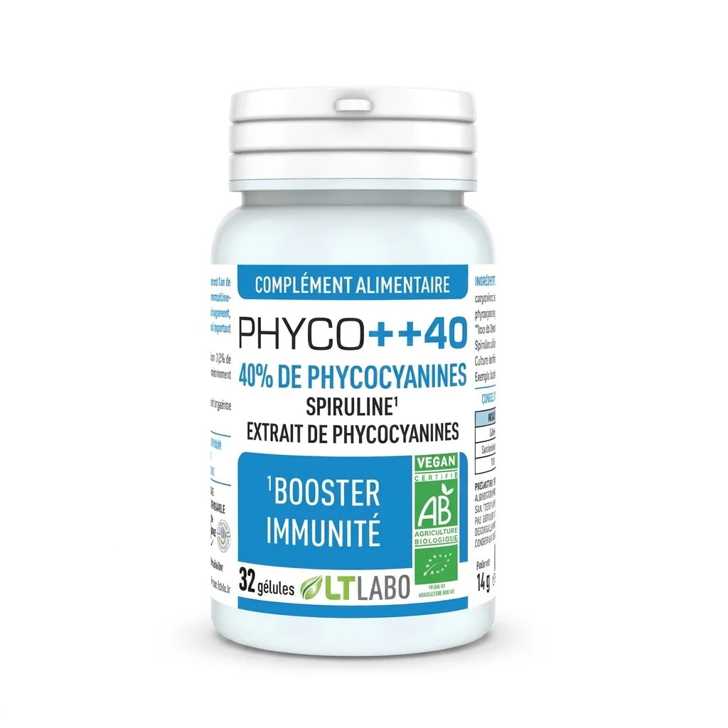 Phyco++40 Bio gélules complément alimentaire algue spiruline bouteille
