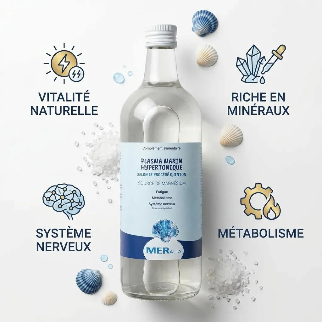 Plasma marin hypertonique Quinton 1L - Bouteille avec bénéfices : vitalité, minéraux, système nerveux