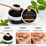 Poudre blanchissante SFB menthe poivrée avec brosse et guide application étapes dents