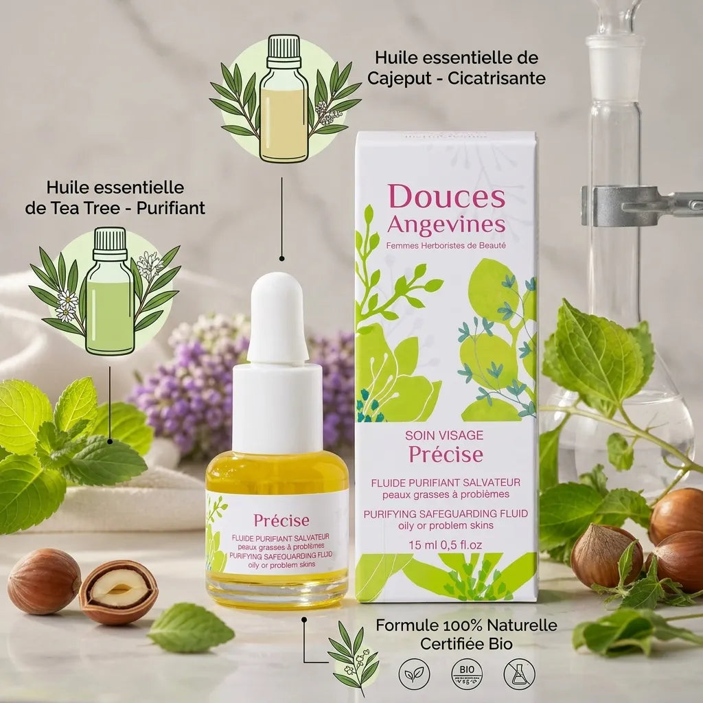 Précise Soin Jour bio Douces Angevines avec ingrédients naturels et éléments botaniques