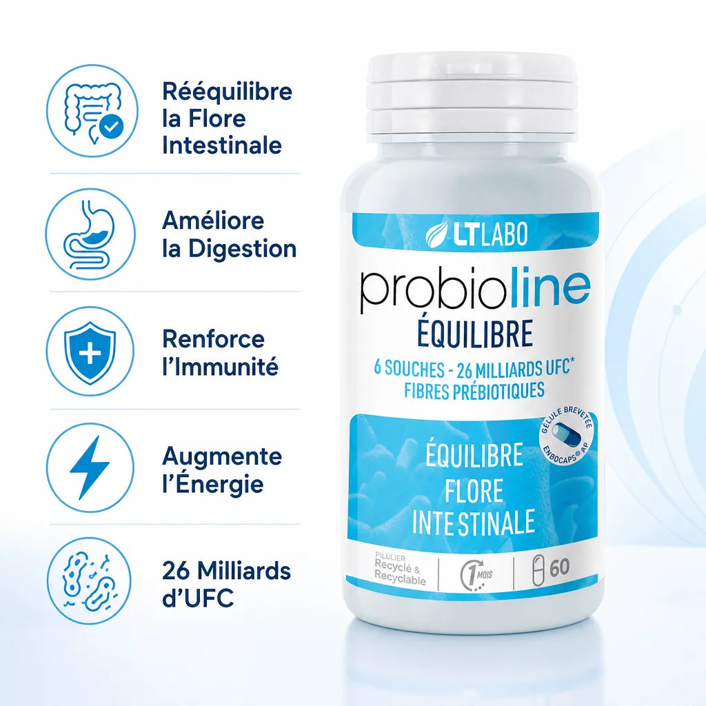Probioline Équilibre 60 gélules LT Labo - Probiotiques flore intestinale digestion immunité