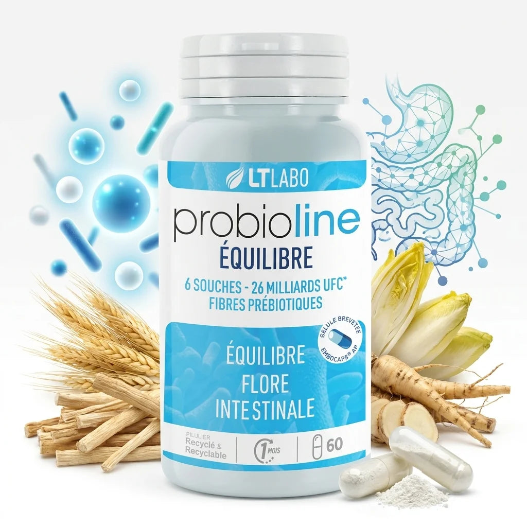 Probioline Équilibre 60 gélules LT Labo avec cultures probiotiques et fibres prébiotiques