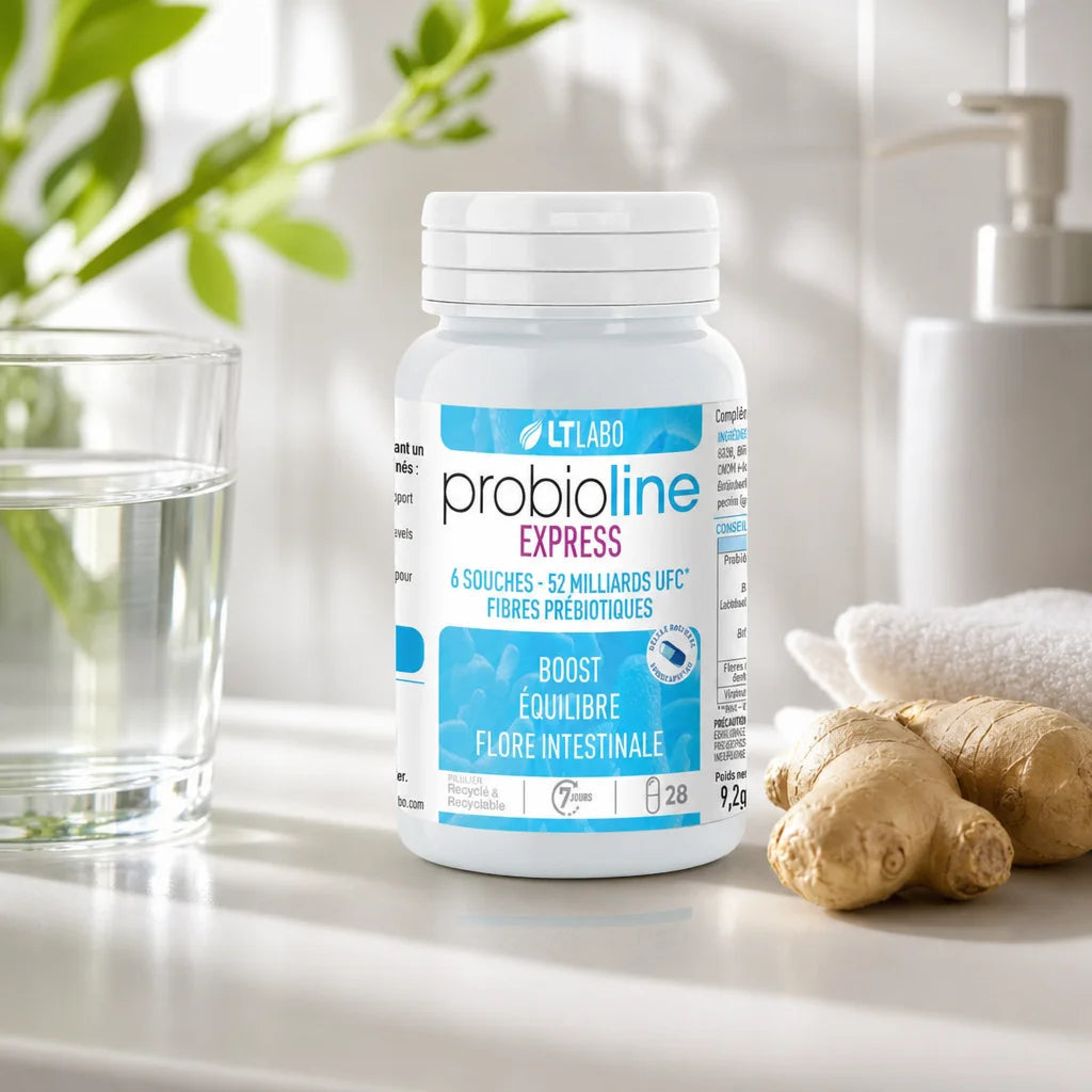 Probioline Express 28 gélules LT Labo avec gingembre frais pour la santé digestive