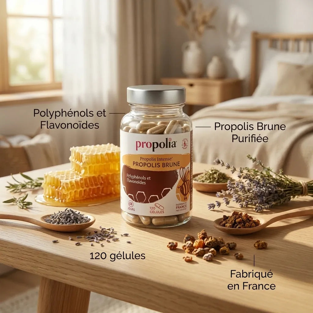 Propolis Ultra en gélules Propolia avec ingrédients naturels, miel et propolis brune purifiée