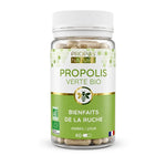 Propolis verte Bio en gélules Propos'Nature, flacon avec capsules, fond blanc