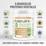 Proteinultra+ Bio vegan poudre avec 5 sources protéines végétales: courge, chanvre, tournesol, riz, lin