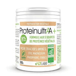 Proteinultraa+ Bio vegan, poudre de protéine 300g, pot blanc avec étiquette verte