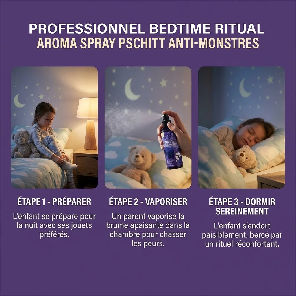 Pschitt Anti-monstres aromaspray - Rituel du coucher en 3 étapes pour un sommeil serein