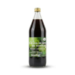 Bouteille de pur jus de Noni bio Tahiti Neodiet avec bouchon doré sur fond blanc