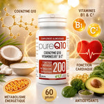 Pure Q10 100mg LT Labo - Complément coenzyme Q10 avec vitamines pour fonction cardiaque