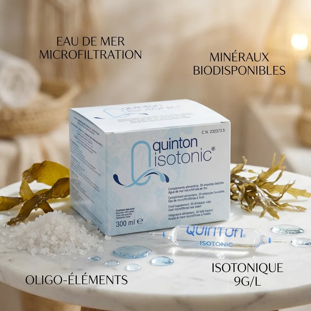 Quinton Isotonic 30 ampoules avec ingrédients marins naturels et minéraux biodisponibles