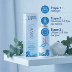 Quinton spray nasal isotonic 100ml avec instructions d'utilisation et étapes de nettoyage nasal quotidien