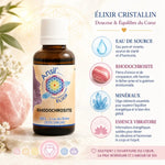 Bouteille Elixir Rhodochrosite Ansil avec infographie ingrédients et minéraux bien-être