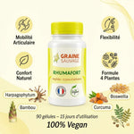 Rhumafort vegan 90 gélules avec bénéfices articulation, flexibilité et ingrédients naturels