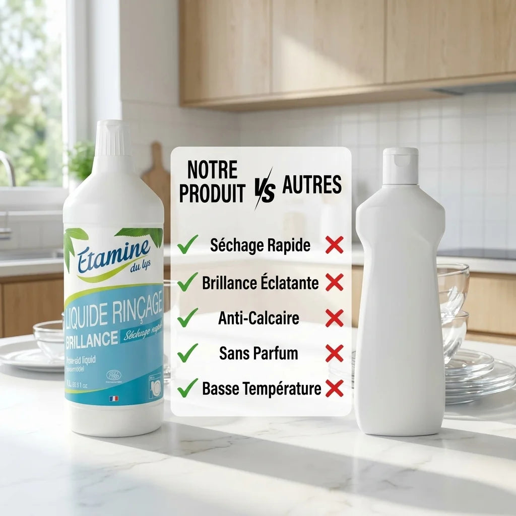 Rinçage Lave-Vaisselle Etamine du Lys comparaison produit brillance anti-calcaire