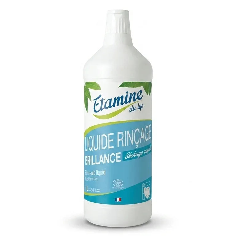 Bouteille Rinçage Lave-Vaisselle Etamine du Lys Liquide Brillance sur fond blanc
