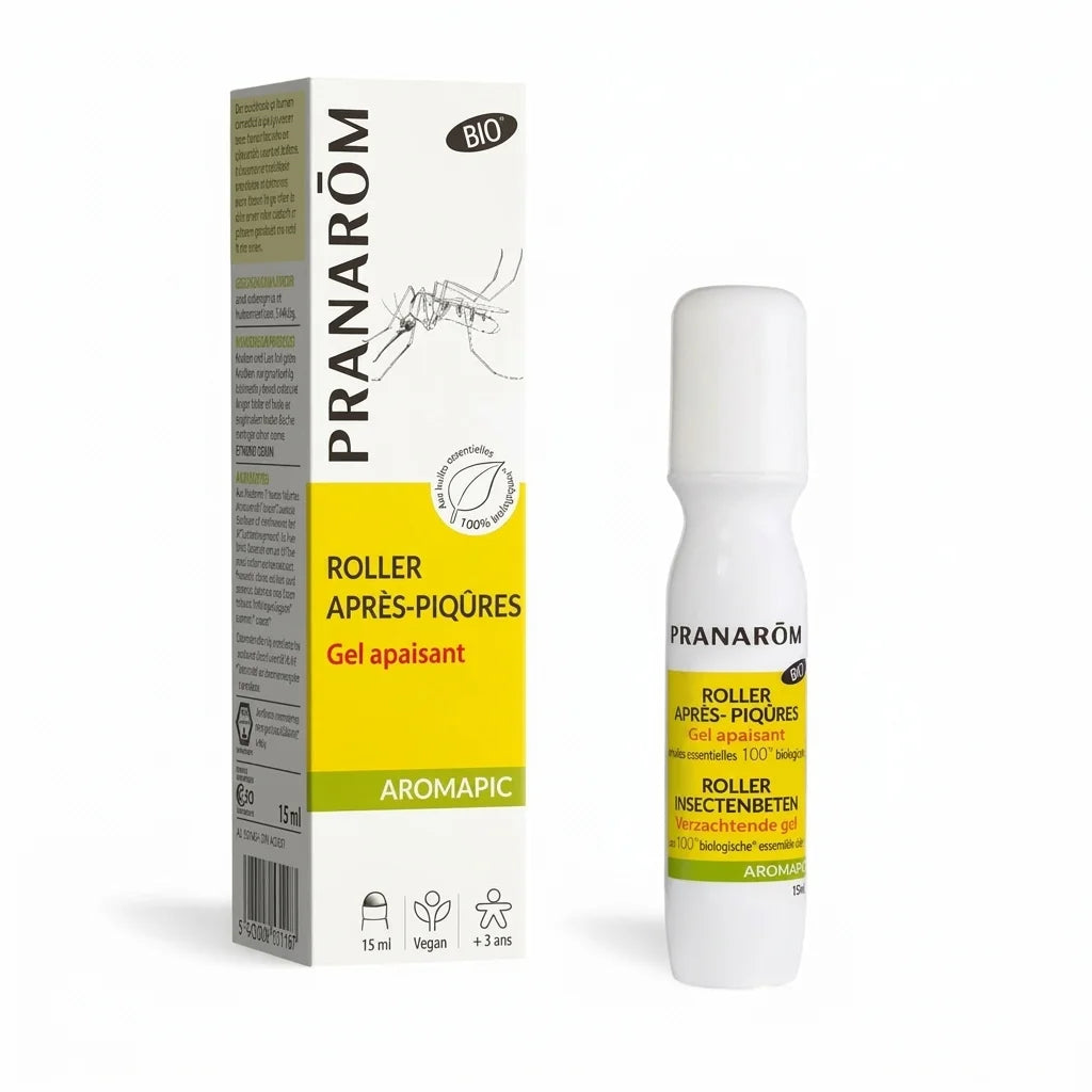 Roller après-piqûres bio Pranarom flacon isolé fond blanc