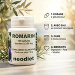 Flacon Romarin Vital Osmose 100 gélules avec posologie et bienfaits santé digestion foie vitalité