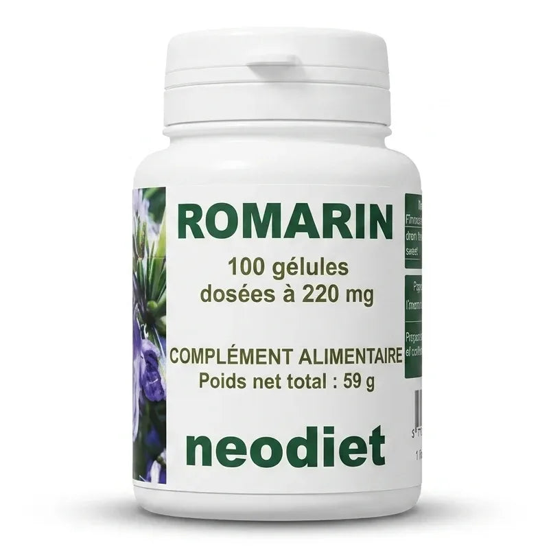 Romarin en gélules Vital Osmose 220mg, complément alimentaire naturel en flacon de 100 gélules