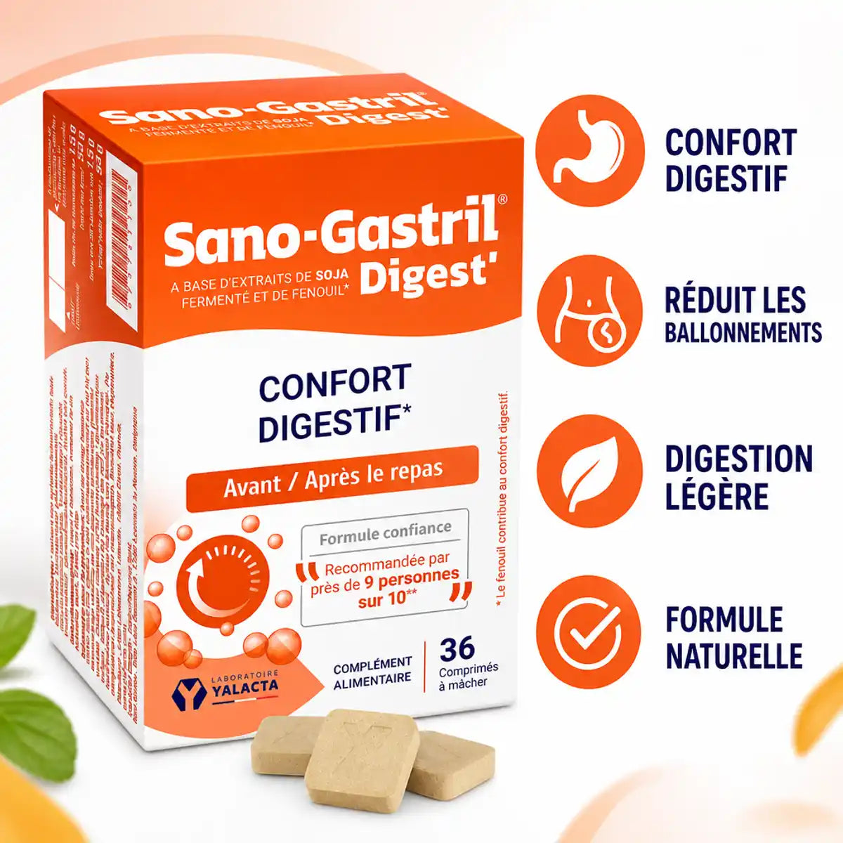SANO-GASTRIL® DIGEST' comprimés Yalacta avec bénéfices digestifs et formule naturelle