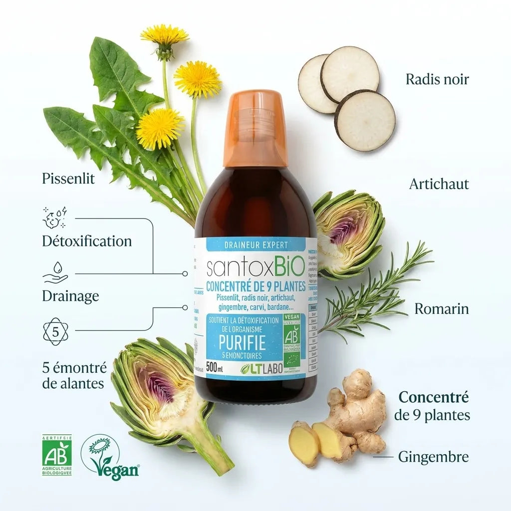 Santox Bio 500ml avec ingrédients botaniques - détoxification naturelle LT Labo
