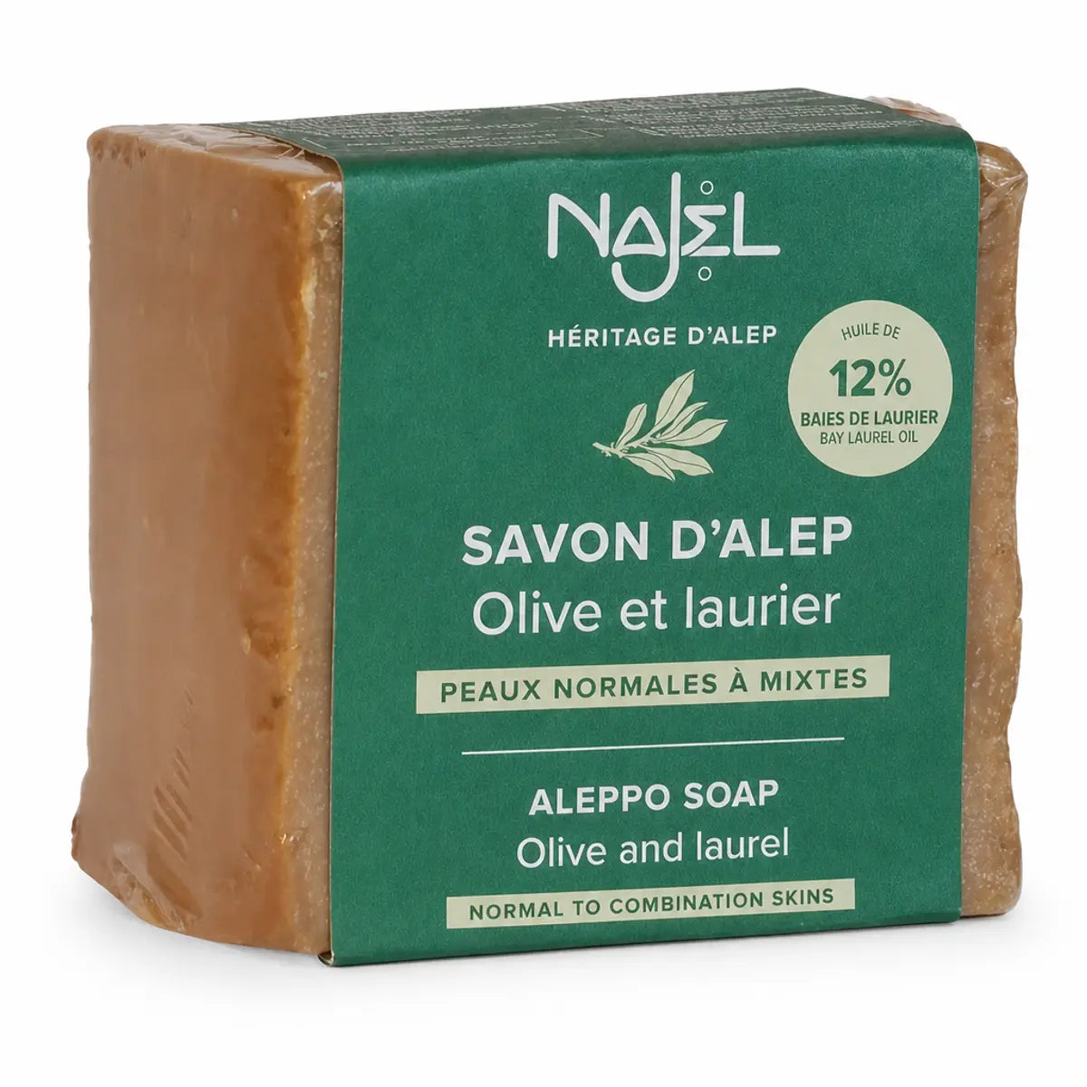 Savon d'Alep Najel 12% HBL 200g à l'huile d'olive et de laurier