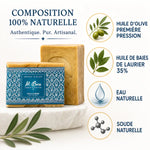 Savon d'Alep 35% laurier Al Bara avec ingrédients naturels: huile olive, baies laurier, eau et soude
