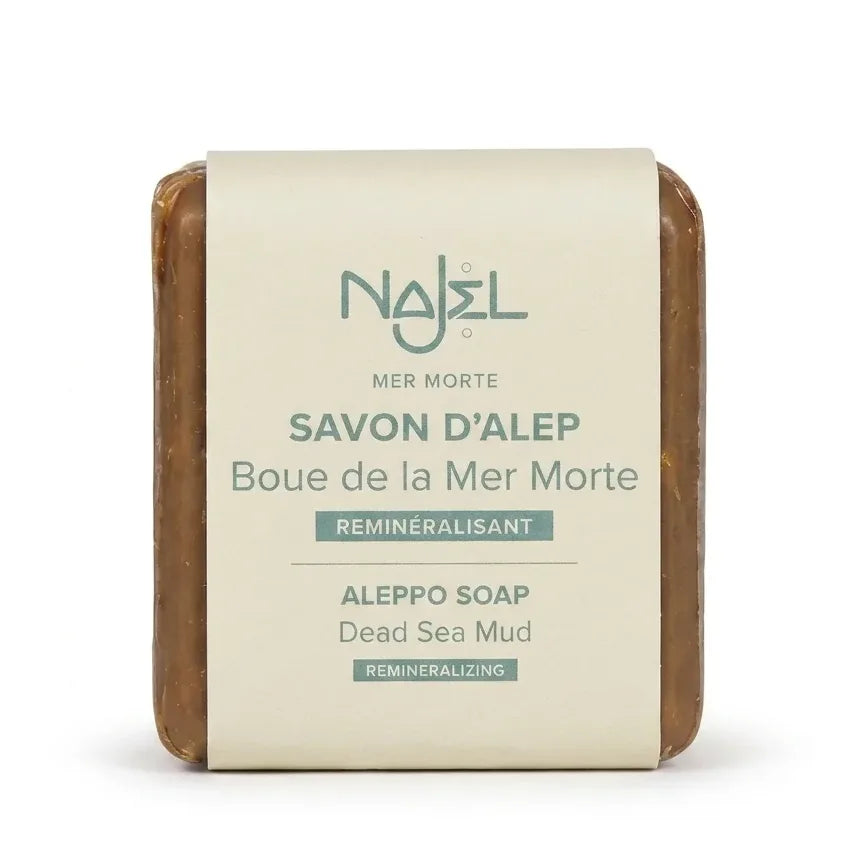 Savon d'Alep Najel à la boue de la Mer Morte sur fond blanc