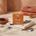Savon d'Alep Najel à l'huile de nigelle sur tissu coton avec graines de nigelle