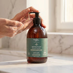 Savon d'Alep liquide Najel bio certifié 20% HBL application sur peau sensible
