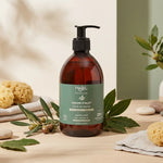 Savon d'Alep liquide Najel 20% HBL bio avec branches d'olivier et feuilles de laurier