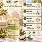Savon liquide neutre Centifolia 500ml huile olive coco avec guide utilisation étapes