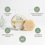 Savon bio Pur'Aloé à froid 20% aloe vera avec packaging et ingrédients certifiés