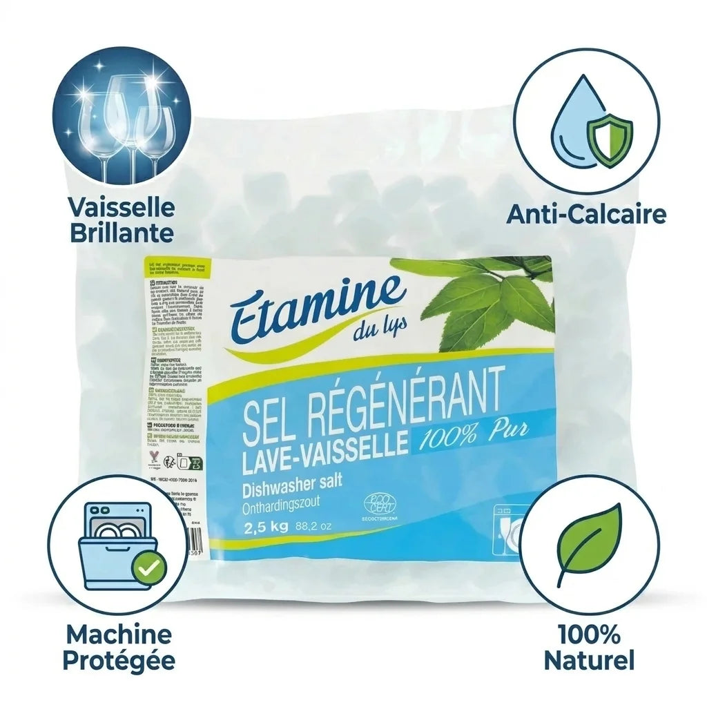 Sel régénérant Lave-Vaisselle Etamine du Lys pastilles 2,5kg packaging