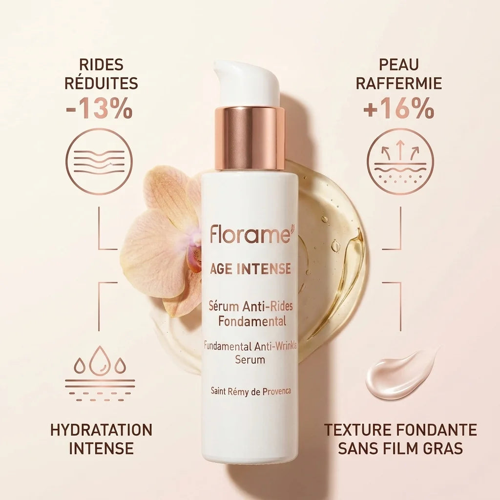 Sérum anti-rides bio Florame avec résultats: rides réduites, peau raffermie, hydratation intense