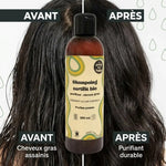 Shampoing bio cheveux gras Le Gang des Bulles avant/après - cheveux assainis et purifiés