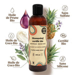 Shampoing bio cheveux secs Le Gang des Bulles avec huile de prune et coco bio