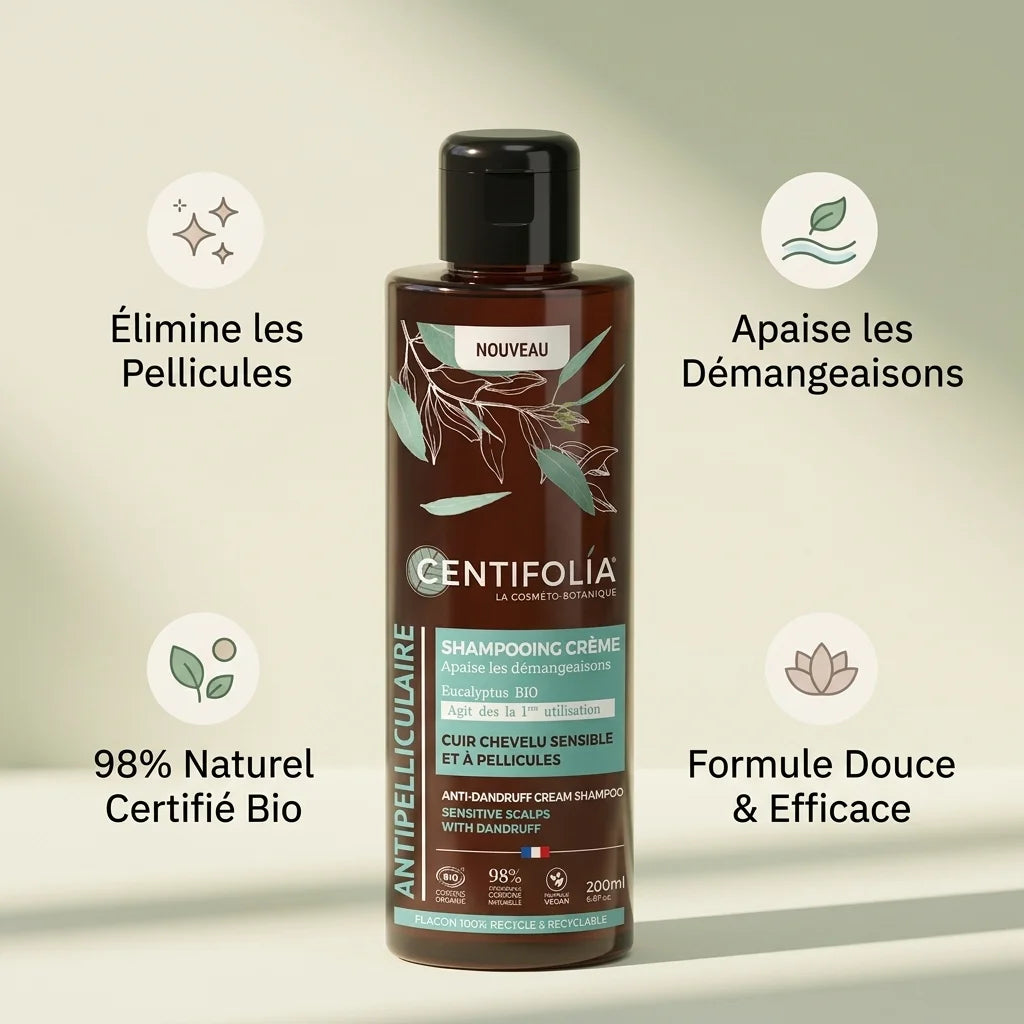 Shampoing Crème Antipelliculaire Bio Centifolia avec bénéfices naturels et certification