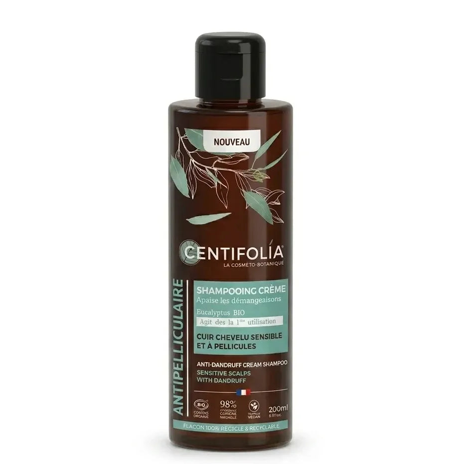 Shampoing crème antipelliculaire bio Centifolia en flacon verre brun