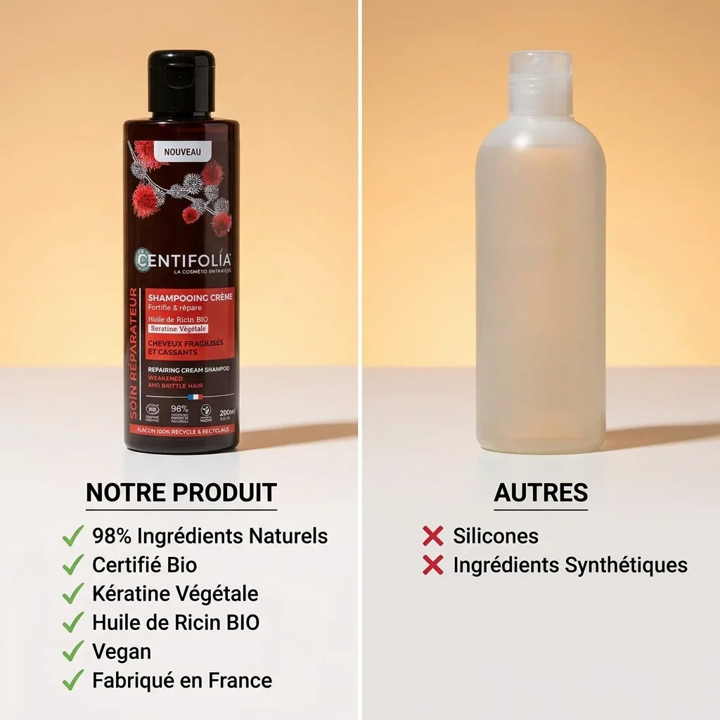 Shampoing Crème Réparateur Centifolia Bio 200ml vs concurrents - comparaison produits cosmétiques