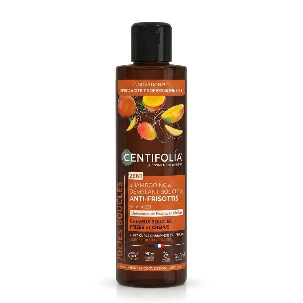 Shampoing démêlant boucles anti-frisottis bio Centifolia 200ml flacon ambré